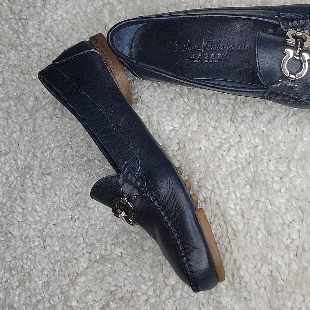 Salvatore ferragamo Ganachi navy leather driving loafers/shoes size 7 - Picture 4 of 16